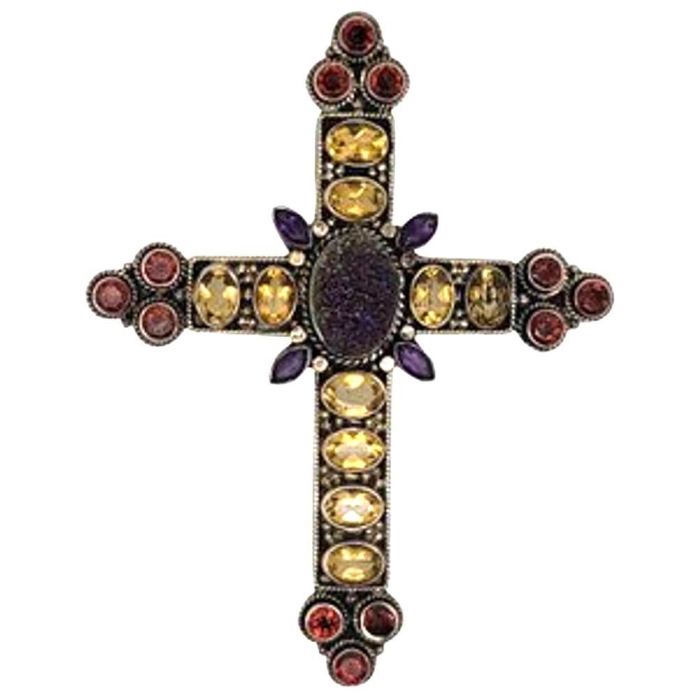 Ornate Limited Edition Nicki Butler 925 multigem stone Cross Enhancer